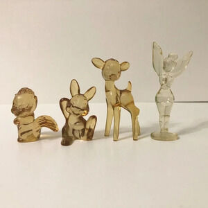 Vintage Walt Disney Bambi Thumper Flower  Skunk Tinkerbell Lucite Figures
